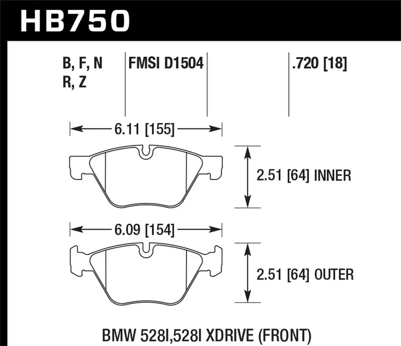 Hawk Performance Hps Brake Pads – Front Disc Replacement (Thickness: 0.720") 1