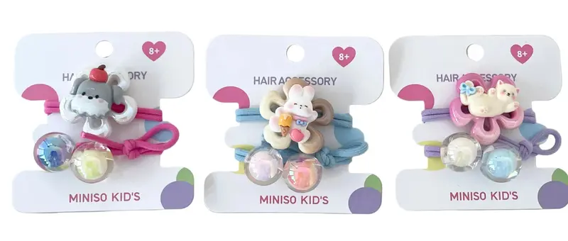 Heart-Shaped Beaded Hair Ties – 2-Pack Cute Elastic Bands (Mixed Colors) 1