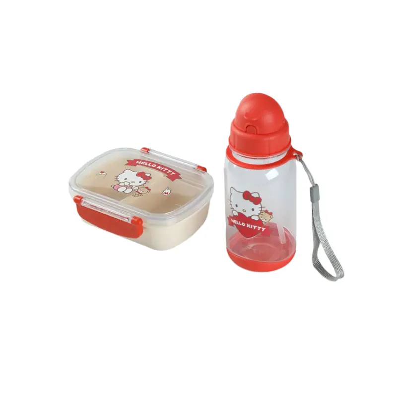 Hello Kitty Bento Box Set With Matching Water Bottle – Cute Portable Meal Kit 1