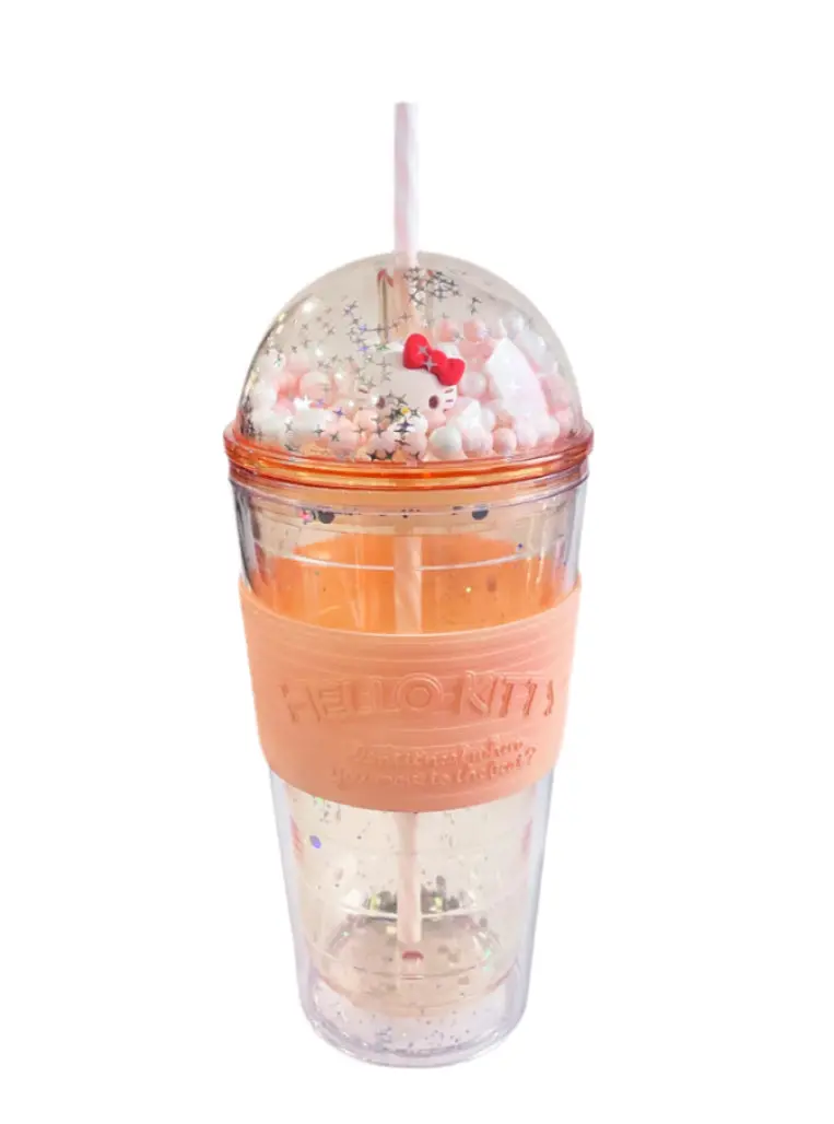 Hello Kitty Fun Party 600Ml Insulated Plastic Bottle With Built-In Straw 1