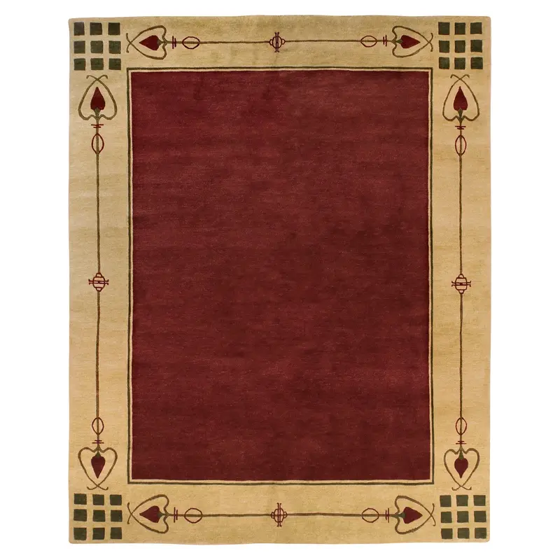 Highland Park Red Wool Area Rug – Stickley-Inspired Design 1