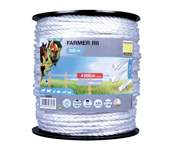 Horizont Farmer 6Mm White Electric Fence Rope – 400-Metre Roll 1