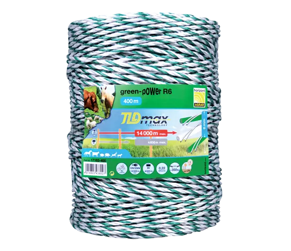 Horizont Powerline 6Mm Electric Fence Rope – Green/White Dual-Colour, 200M 2