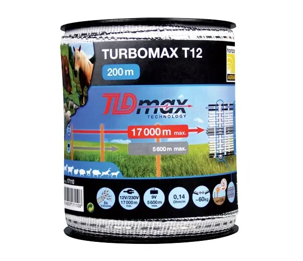 Horizont Turbomax 12Mm White Electric Fence Tape – 200M Spool 1