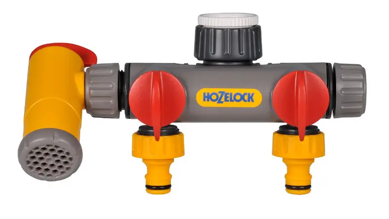 Hozelock Flowmax 3-Way Tap Connector – High-Flow Triple Outlet Adapter 1
