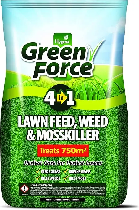 Hygeia Greenforce 4-In-1 Lawn Treatment – Fertiliser, Weedkiller & Moss Control 1