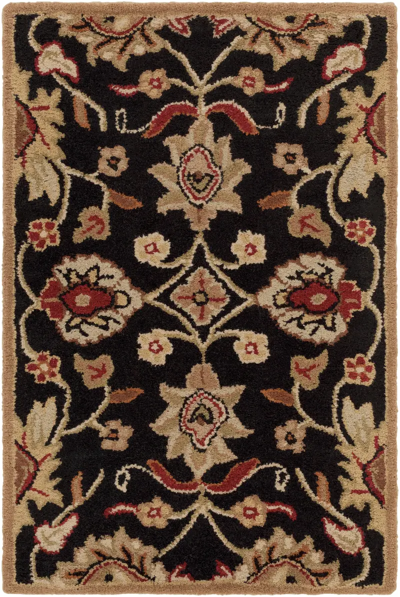 Ink Black Mediterranean-Style Hand-Tufted Area Rug 1