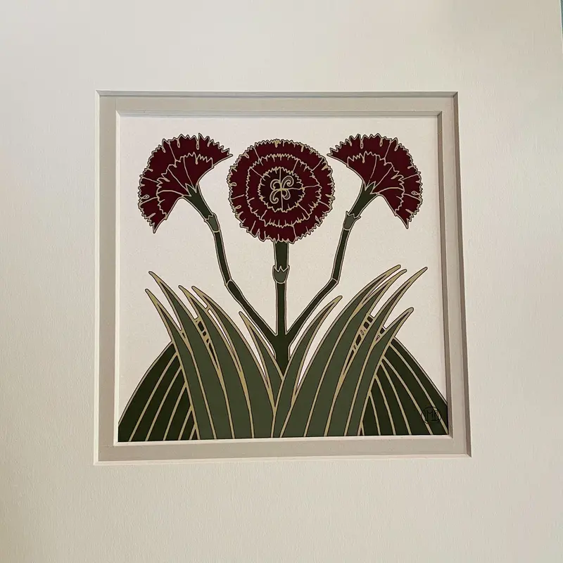 January Birth Flower Art Print – Carnation Botanical Illustration 1