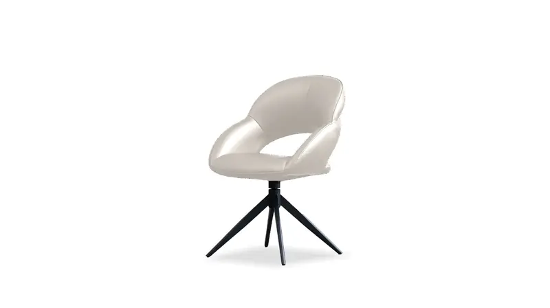 Jenn 360-Degree Swivel Dining Chair – Light Cream Fabric 1
