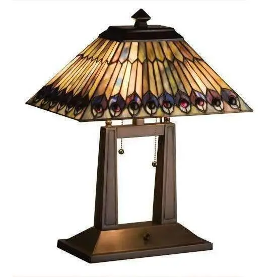 Jeweled Peacock Oblong Desk Lamp 1