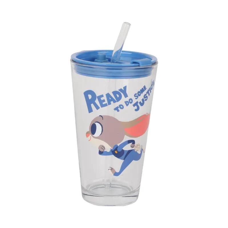 Judy Hopps Themed Glass Tumbler With Reusable Straw (430 Ml) 1