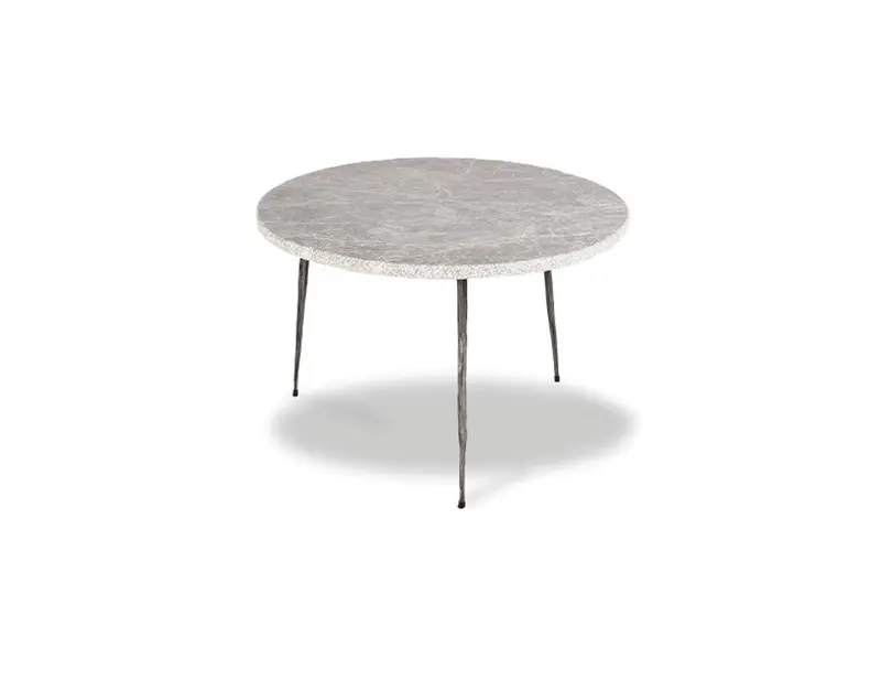 Kaii Round End Table With Grey Marble Top 1