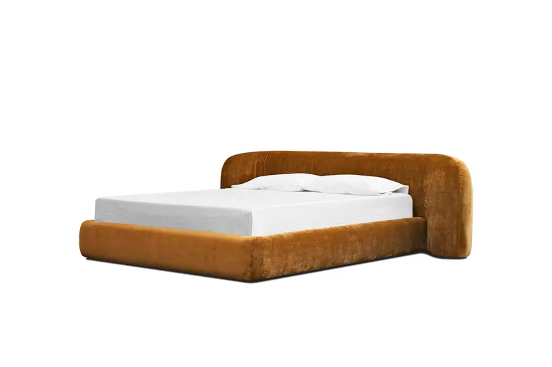 Kurv Roasted Pumpkin–Tinted Wooden Bed Frame 1