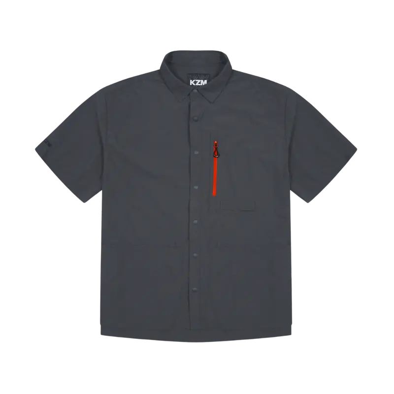 Kzm Charcoal Short-Sleeve Out-Pocket Shirt 1
