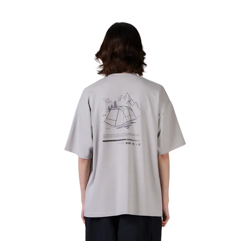 Kzm Geopath Art Print T-Shirt – Light Grey 1