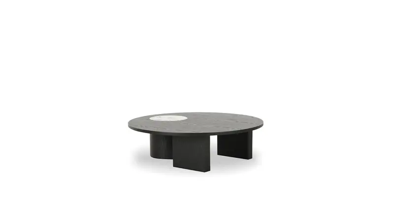 Large Round Felix Coffee Table In Black Ash With Bulgari-Inspired Detailing 1
