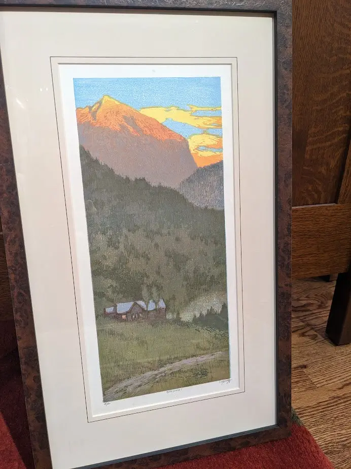 Leon Loughridge 'Butte Sunset' Framed Woodblock Art Print 1