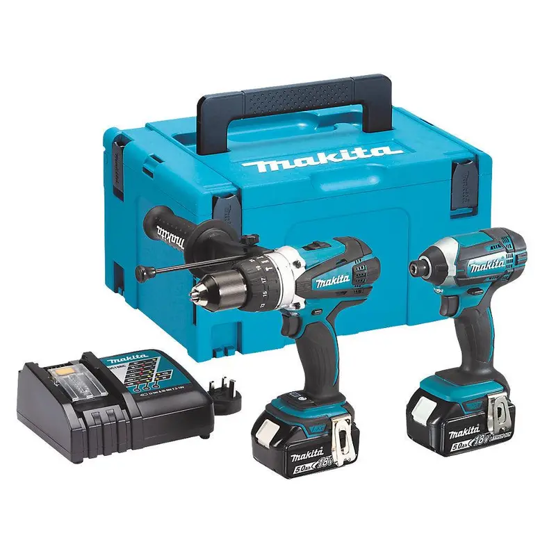 Makita Dlx2145Tj 18V Combi Drill & Impact Driver Twin Set – 5.0Ah Lxt Batteries 1
