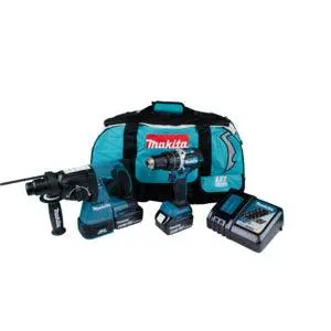 Makita Dlx2204Tx3 Twin-Tool Kit: Dhp484 Combi Drill + Dhr242 Sds+ Hammer Drill With Two 5.0Ah Batteries 1