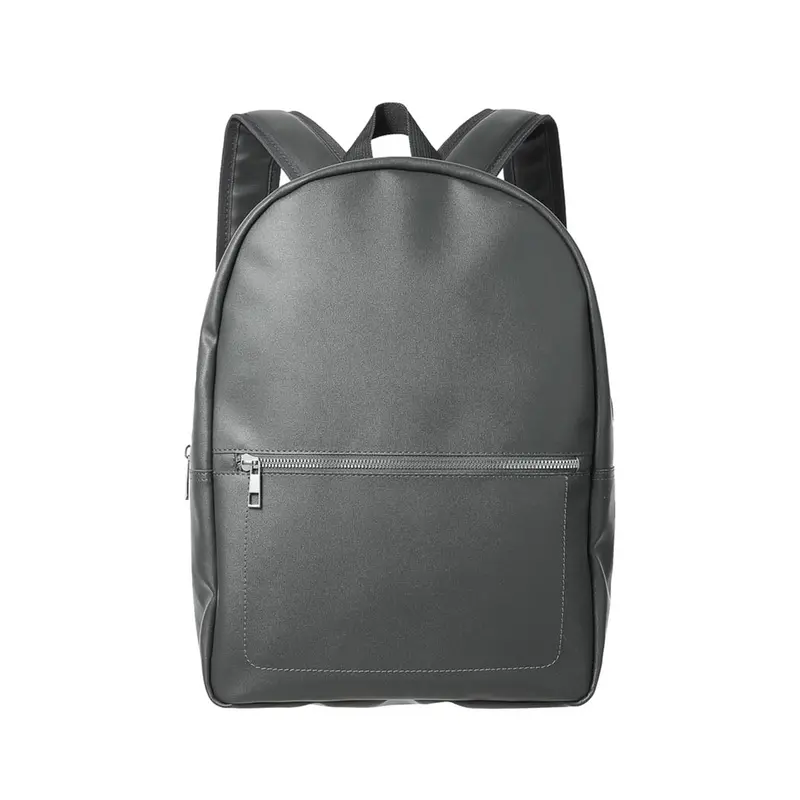 Men’S Sleek Dark Gray Backpack With Metallic Silver Zippers 1