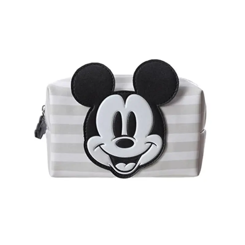 Mickey Mouse Grey Striped Square Cosmetic Tote 1