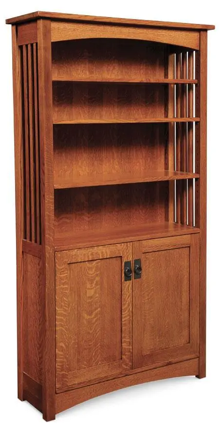 Mission Bookcase With Solid Wood Lower Doors
