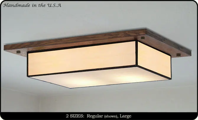 Mission Ceiling Light With Beveled Glass #704 1