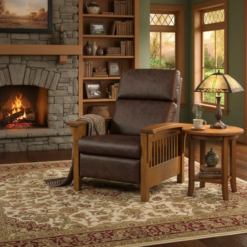 Mission Wood-Arm Spindle Recliner 1
