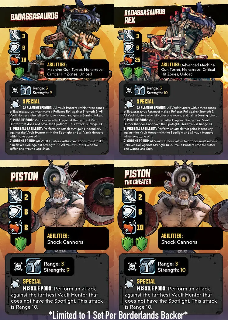 Mister Torgue'S Arena Of Badassery™ — Physical Badassasaurus Enemy Card Set (Replacement Cards) 1