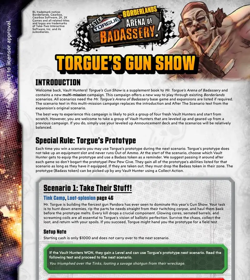 Mister Torgue’S Arena Of Badassery – Torgue’S Gun Show Scenario (Pdf) 1