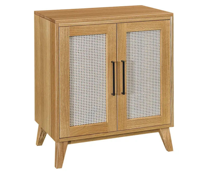 Modern Cane-Front Entryway Cabinet 1