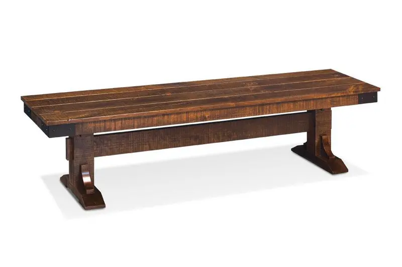 Montauk Rough-Sawn Trestle Dining Bench With Plank Top