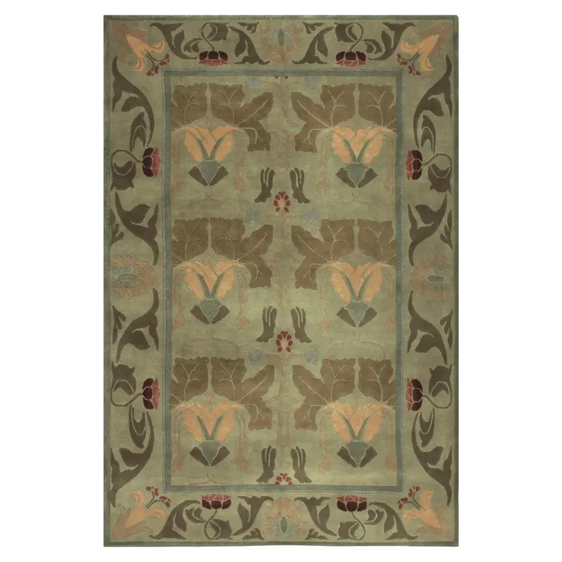 Morris Lily Wool Rug – Botanical Stickley-Inspired Design 1