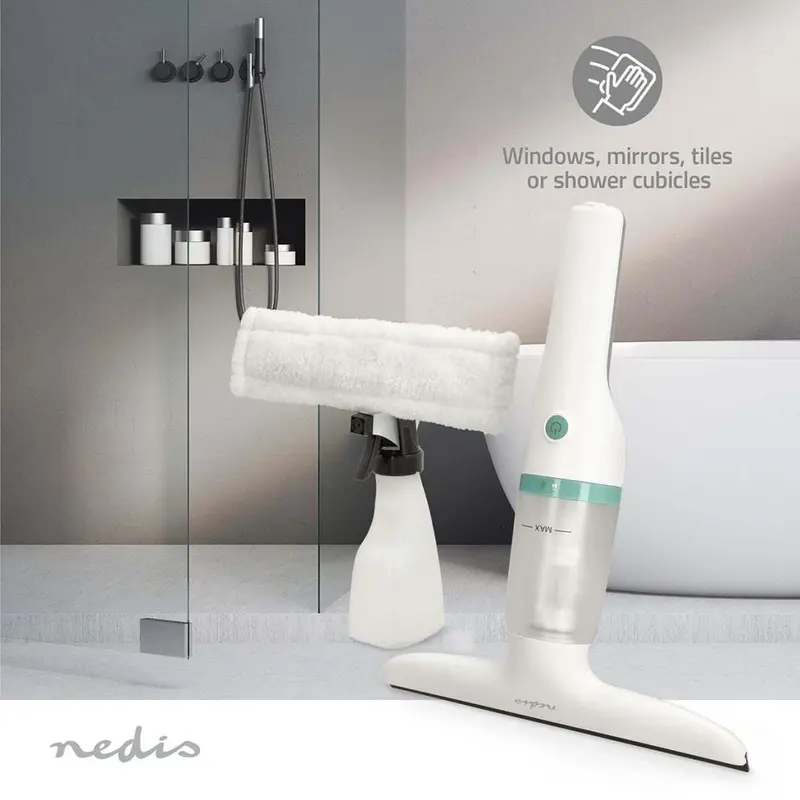 Nedis Window Vac Cleaner – 12W Suction, 1200Pa, Cordless Glass Cleaning Tool (455232) 1