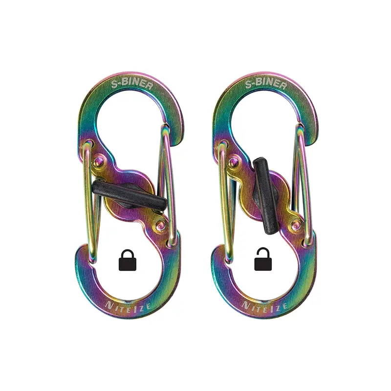 Nite Ize S-Biner Microlock 2-Pack – Spectrum Finish Stainless Clips 1