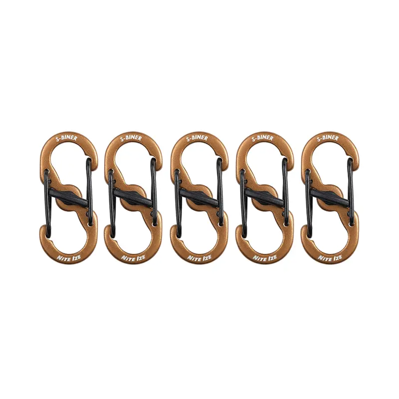 Nite Ize S-Biner Microlock Aluminum Set – 5-Pack (Coyote Tan) 1
