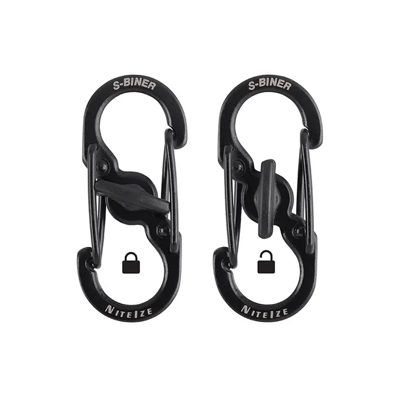 Nite Ize S-Biner Microlock – Stainless Steel Dual-Clip Key Organizer (2-Pack, Black) 1