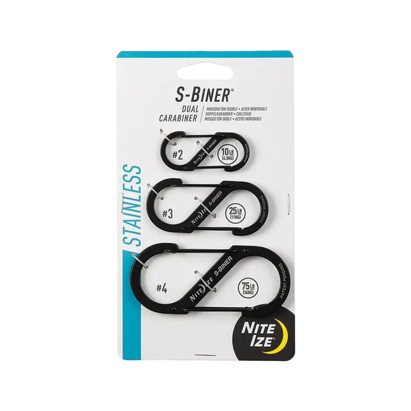 Nite Ize S-Biner Stainless Steel Dual Carabiner Combo – 3-Pack (Black) 1