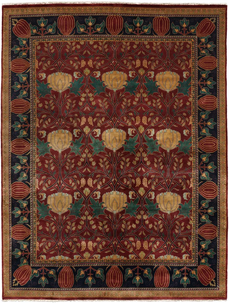 Oak Park Brick Tone Hand-Knotted Area Rug 1