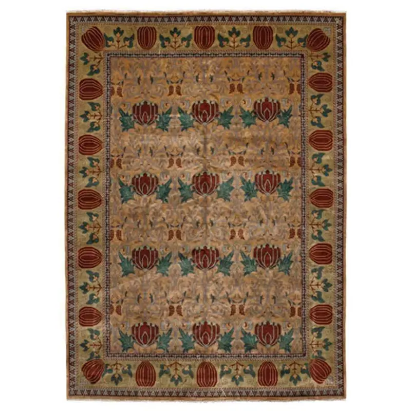 Oak Park Gold Traditional Hand-Knotted Rug 1