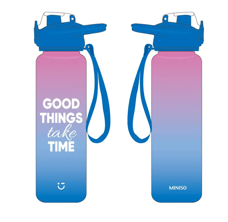 One-Touch Flip-Top Gradient Water Bottle – 1000 Ml (Pink/Blue) 1