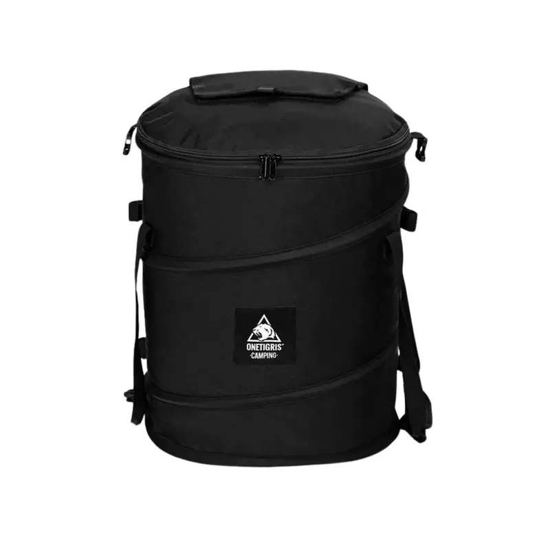 Onetigris 45L Foldable Camping Trash Bin – Durable Black Waste Container 1