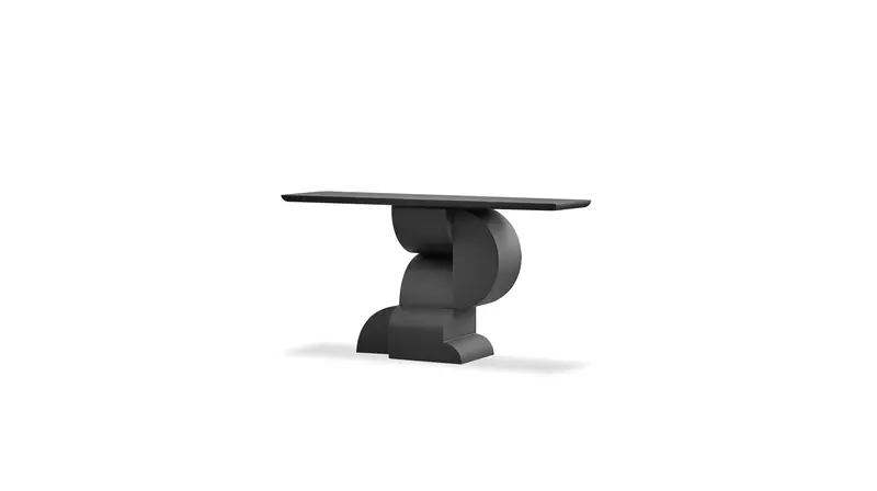 Orla Textured Black Console Table With Sculptural Silhouette 1