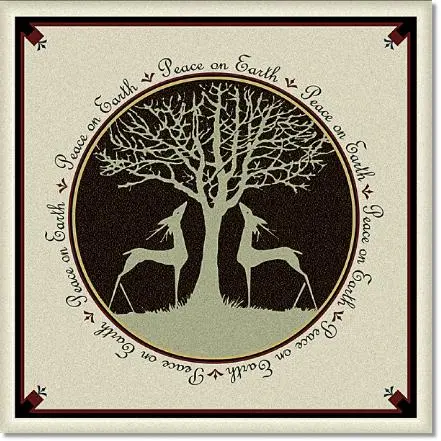 Peace Deer 6X6 Festive Ceramic Wall Tile 1