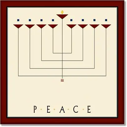 Peace Menorah 6X6 Handcrafted Ceramic Tile 1