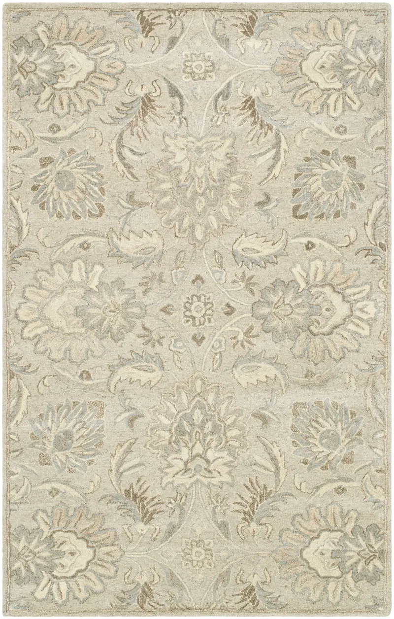 Pebble Gray Mediterranean-Design Hand-Tufted Area Rug 1