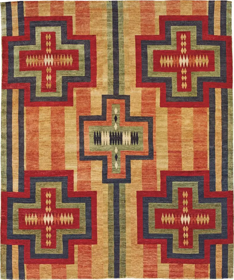 Pendleton Chief Blanket Rug – Iconic Tribal Motif Hand-Knotted Wool Rug 1