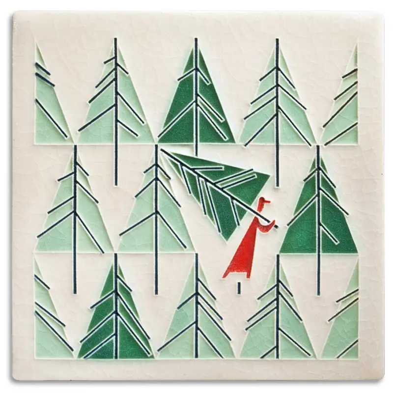 Perfect Tree Motif Square Ceramic Tile (6" X 6") 1
