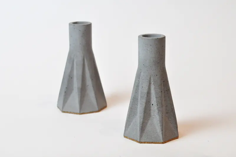 Polygonal Ceramic And Concrete Candle Holder 1