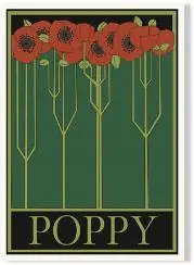 Poppy Illustration – Stylized Craftsman Floral Print 1